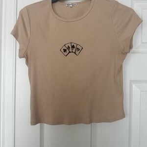 Reformation Tan Graphic Short Sleeve Tee